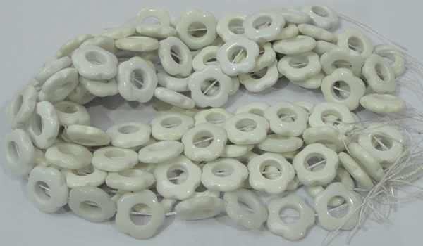 CAG732 15.5 inches 22*22mm flower-shaped white agate beads