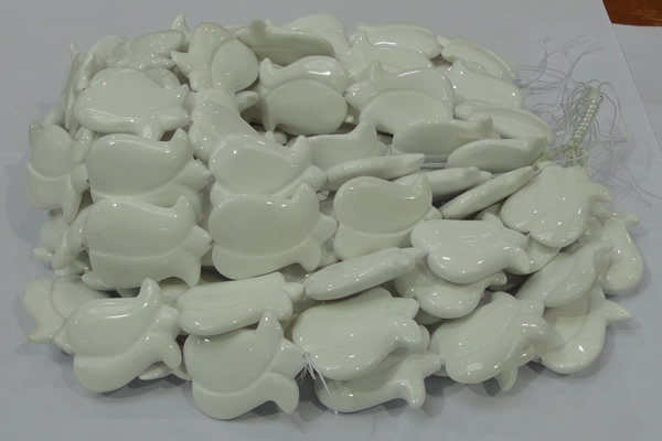 CAG733 15.5 inches 30*40mm flower-shaped white agate beads