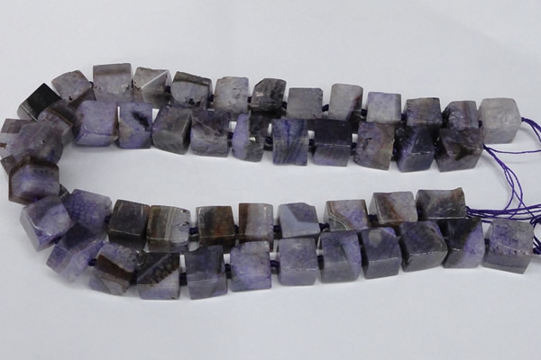 CAG7383 15.5 inches 11*12mm - 13*14mm cube dragon veins agate beads