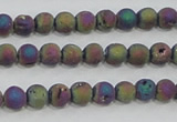 CAG7449 15.5 inches 6mm round plated druzy agate beads wholesale