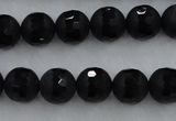 CAG7451 15.5 inches 6mm faceted round matte black agate beads