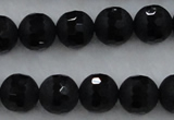 CAG7452 15.5 inches 8mm faceted round matte black agate beads