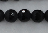 CAG7454 15.5 inches 12mm faceted round matte black agate beads