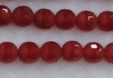 CAG7456 15.5 inches 6mm faceted round matte red agate beads