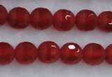 CAG7457 15.5 inches 8mm faceted round matte red agate beads