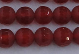 CAG7458 15.5 inches 10mm faceted round matte red agate beads