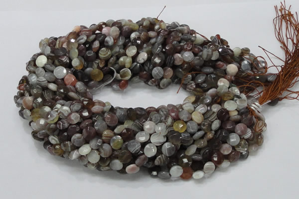 CAG750 15.5 inches 8mm faceted coin botswana agate beads wholesale