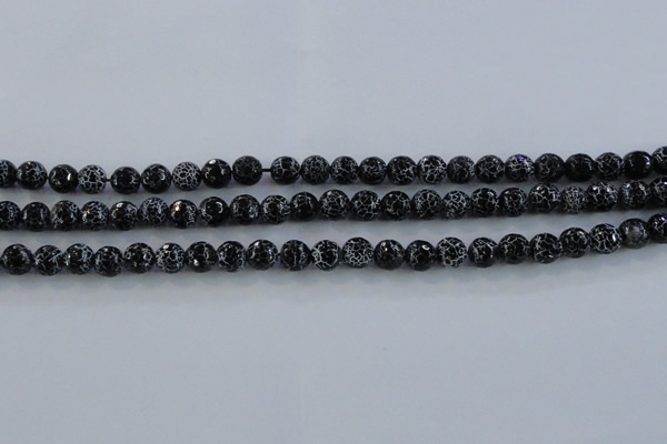 CAG7601 15.5 inches 6mm faceted round frosted agate beads wholesale