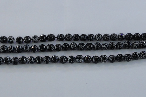 CAG7602 15.5 inches 8mm faceted round frosted agate beads wholesale