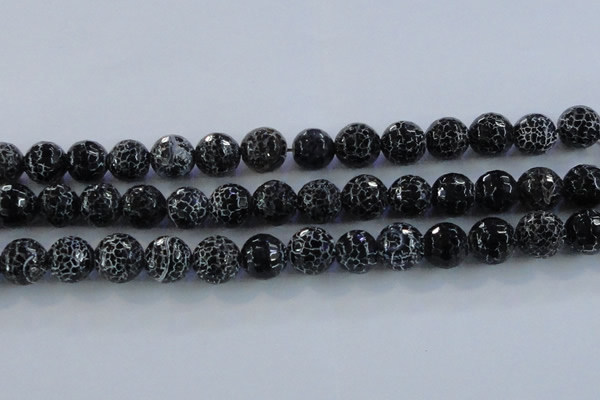 CAG7606 15.5 inches 16mm faceted round frosted agate beads wholesale