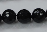 CAG7852 15.5 inches 16mm faceted round black agate beads wholesale