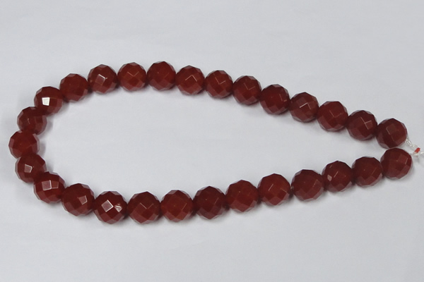 CAG7863 15.5 inches 16mm faceted round red agate beads wholesale