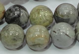 CAG7868 15.5 inches 18mm round silver needle agate beads