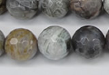 CAG7873 15.5 inches 20mm faceted round silver needle agate beads