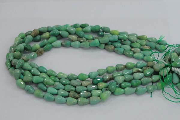 CAG7876 15.5 inches 8*10mm faceted teardrop grass agate beads