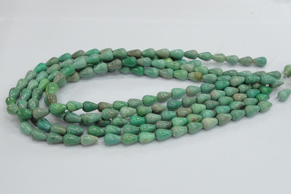 CAG7894 15.5 inches 6*10mm teardrop grass agate beads wholesale