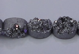 CAG7953 7.5 inches 8*10mm oval plated white druzy agate beads