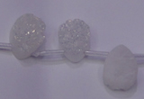 CAG7970 Top drilled 13*18mm flat teardrop plated white druzy agate beads