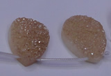 CAG7982 Top drilled 22*30mm flat teardrop plated white druzy agate beads