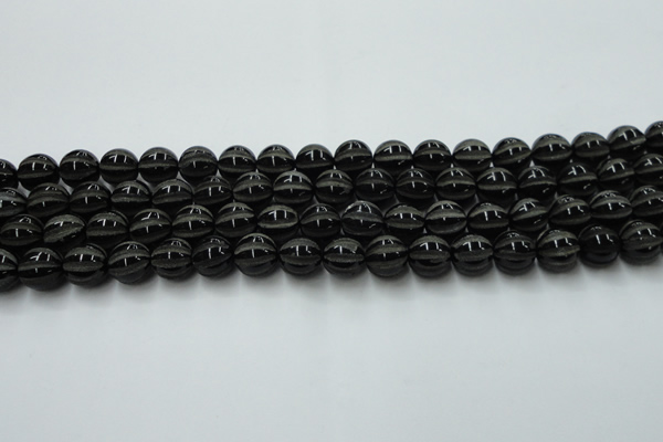 CAG8001 15.5 inches 10mm carved round black agate beads