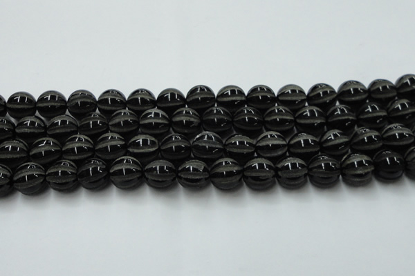 CAG8003 15.5 inches 14mm carved round black agate beads