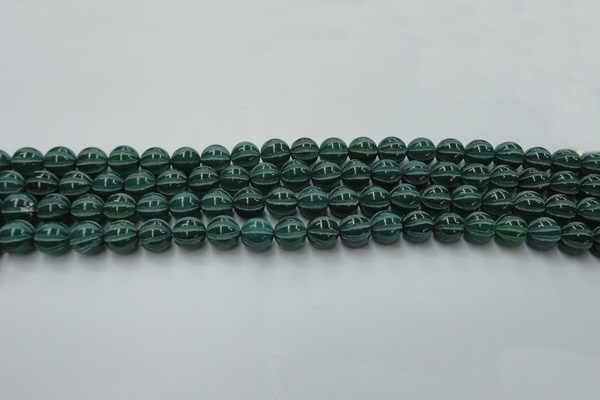 CAG8005 15.5 inches 8mm carved round green agate beads