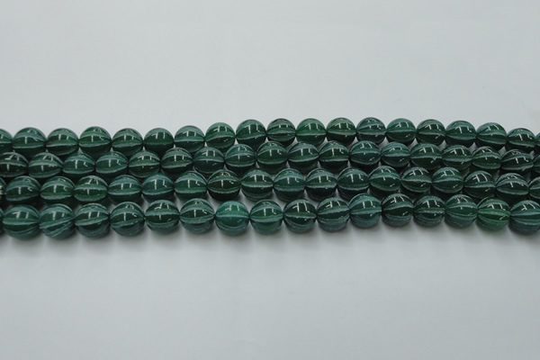 CAG8006 15.5 inches 10mm carved round green agate beads