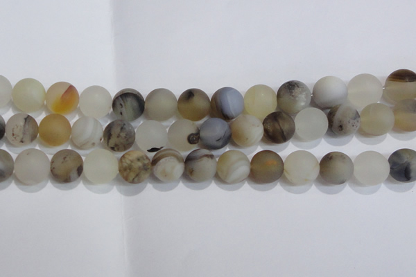 CAG8016 15.5 inches 14mm round matte Montana agate gemstone beads