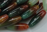 CAG810 15.5 inches 10*30mm rice rainbow agate gemstone beads