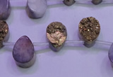 CAG8103 Top drilled 10*14mm teardrop glod plated druzy agate beads