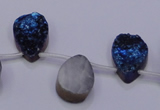 CAG8106 Top drilled 10*14mm teardrop blue plated druzy agate beads