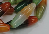 CAG811 15.5 inches 12*40mm rice rainbow agate gemstone beads