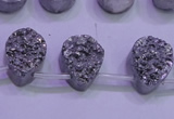 CAG8112 Top drilled 12*16mm teardrop silver plated druzy agate beads