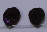 CAG8115 Top drilled 12*16mm teardrop purple plated druzy agate beads