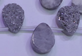 CAG8122 Top drilled 15*20mm teardrop silver plated druzy agate beads