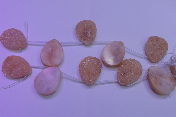 CAG8141 Top drilled 30*40mm teardrop champagne plated druzy agate beads