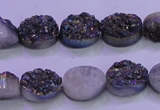 CAG8154 7.5 inches 10*14mm oval rainbow plated druzy agate beads