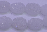 CAG8160 7.5 inches 12*16mm oval white plated druzy agate beads