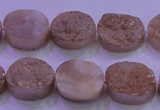 CAG8161 7.5 inches 12*16mm oval champagne plated druzy agate beads