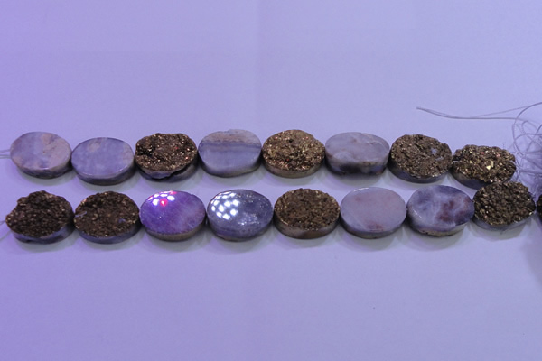 CAG8163 7.5 inches 12*16mm oval glod plated druzy agate beads