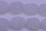 CAG8170 7.5 inches 13*18mm oval white plated druzy agate beads