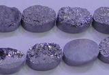 CAG8172 7.5 inches 13*18mm oval silver plated druzy agate beads