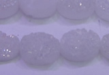 CAG8180 7.5 inches 15*20mm oval white plated druzy agate beads