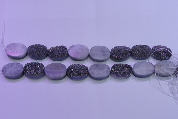 CAG8194 7.5 inches 18*25mm oval rainbow plated druzy agate beads