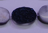 CAG8206 7.5 inches 20*30mm oval blue plated druzy agate beads