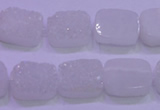 CAG8210 Top drilled 10*14mm rectangle white plated druzy agate beads