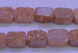 CAG8211 Top drilled 10*14mm rectangle champagne plated druzy agate beads