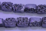 CAG8212 Top drilled 10*14mm rectangle silver plated druzy agate beads