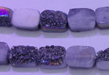 CAG8214 Top drilled 10*14mm rectangle rainbow plated druzy agate beads