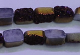 CAG8215 Top drilled 10*14mm rectangle purple plated druzy agate beads